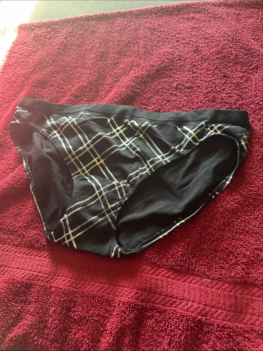 NWOT vintage Black Plaid Bikini Bottom